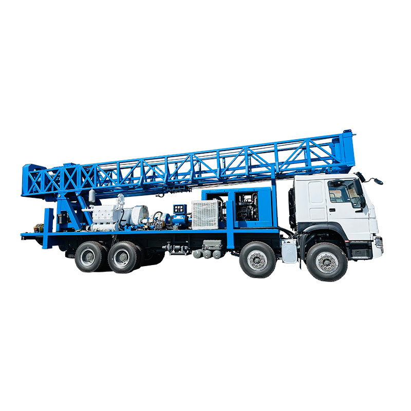 Plate-forme de forage de puits d'eau mont&eacute;e sur camion-01